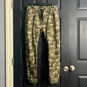 Jogger style Camo pants. Taper fit size large. Only worn once.